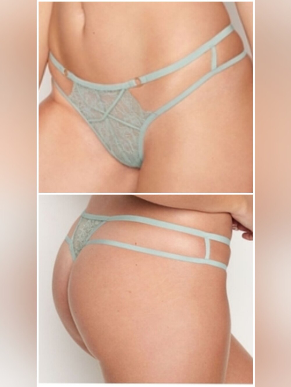 Victoria's secret very sexy micro lace inset thong panty XLARGE HAZY MINT GREEN